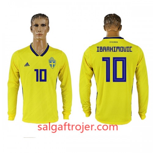 Sverige Fodboldtrøjer Ibrahimovic 10 Hjemmebanesæt VM 2018 Langærmet Sverige Fodboldtrøjer Ibrahimovic 10 Hjemmebanesæt VM 2018 Langærmet